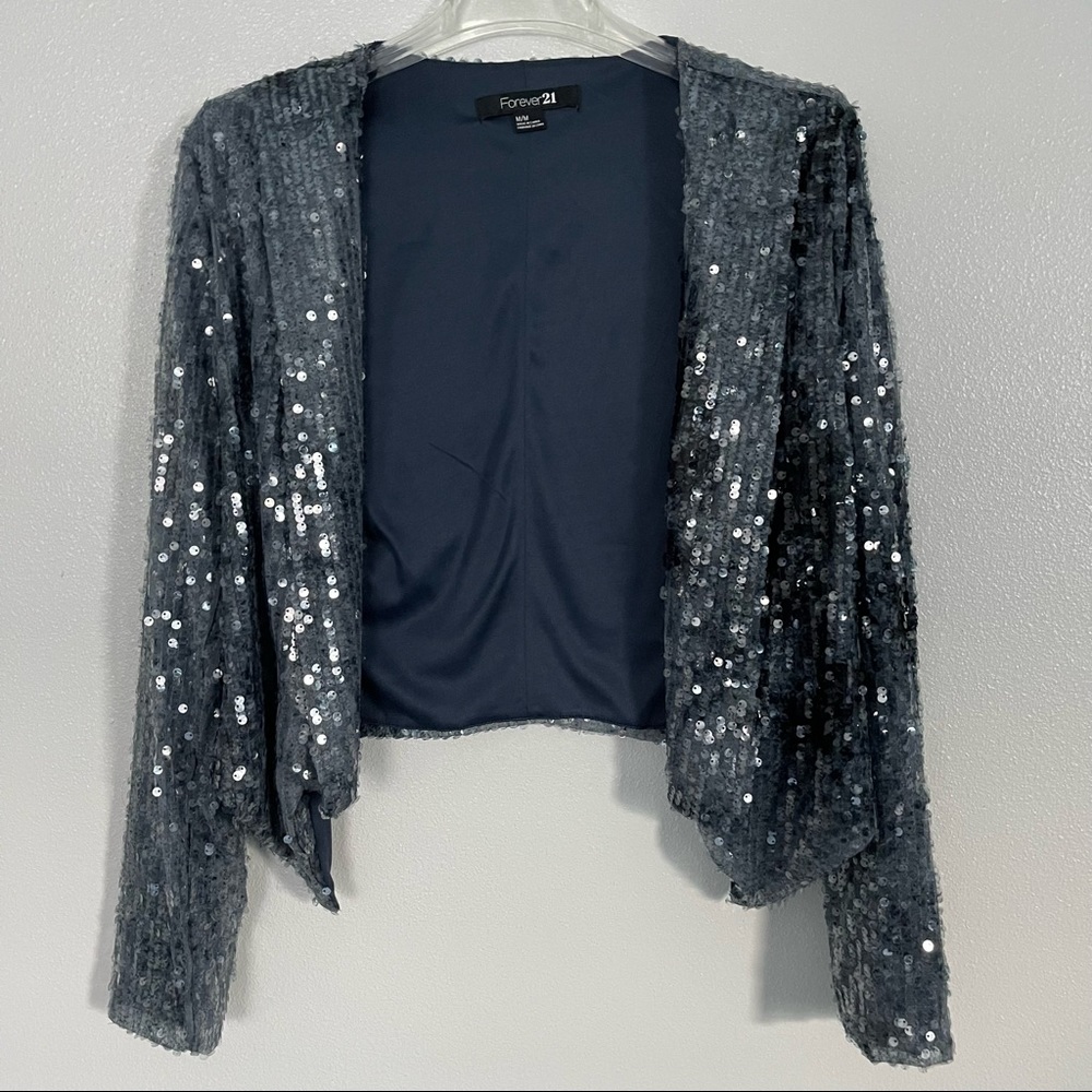 Forever 21 Blue Sequined Blazer Size M